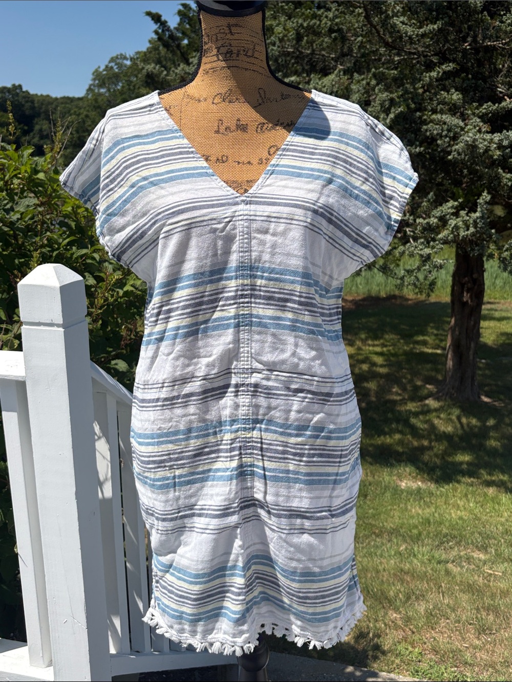 Carve Designs Tamiko Cover Up Striped Cloud Deckside Pattern Organic Cotton XS